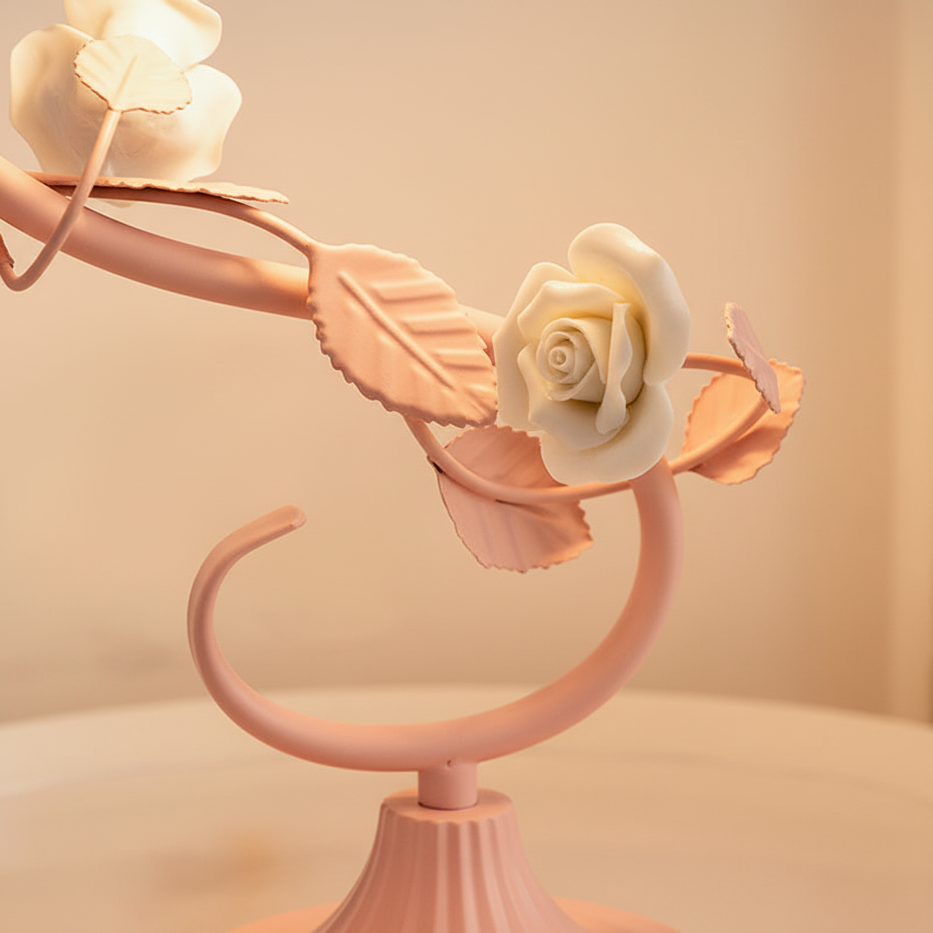 Table Lamp Metal Glass 23.0 cm Pink Bedroom Nightstand Floral Decorative Reading Light Shabby Chic Romantic Accent Lamp | Thomler