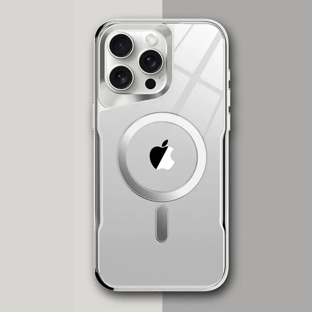 Translucent Hard Shell Case with Magnetic Charging for iPhone 12-17 – Metallic Finish, Raised Edges, Shock Protection | Thomler