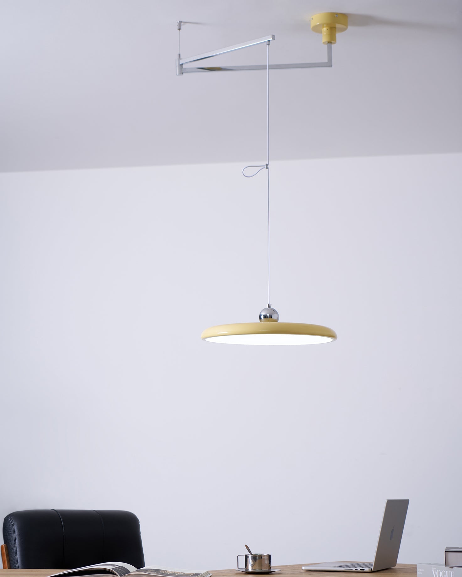 Pendant Light Acrylic 15.7 in Adjustable Yellow Dining Room Kitchen Ceiling Lamp Modern LED Lighting | Thomler