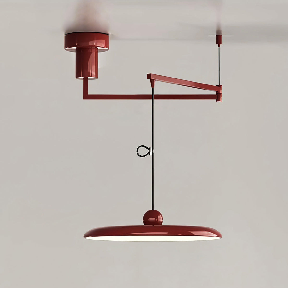 Adjustable Swing Arm Pendant Light with Round Metal Shade for Kitchen Island & Workspace | Thomler