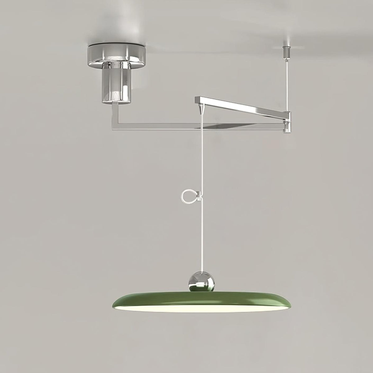 Adjustable Swing Arm Pendant Light with Round Metal Shade for Kitchen Island & Workspace | Thomler