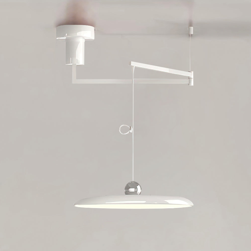 Adjustable Swing Arm Pendant Light with Round Metal Shade for Kitchen Island & Workspace | Thomler