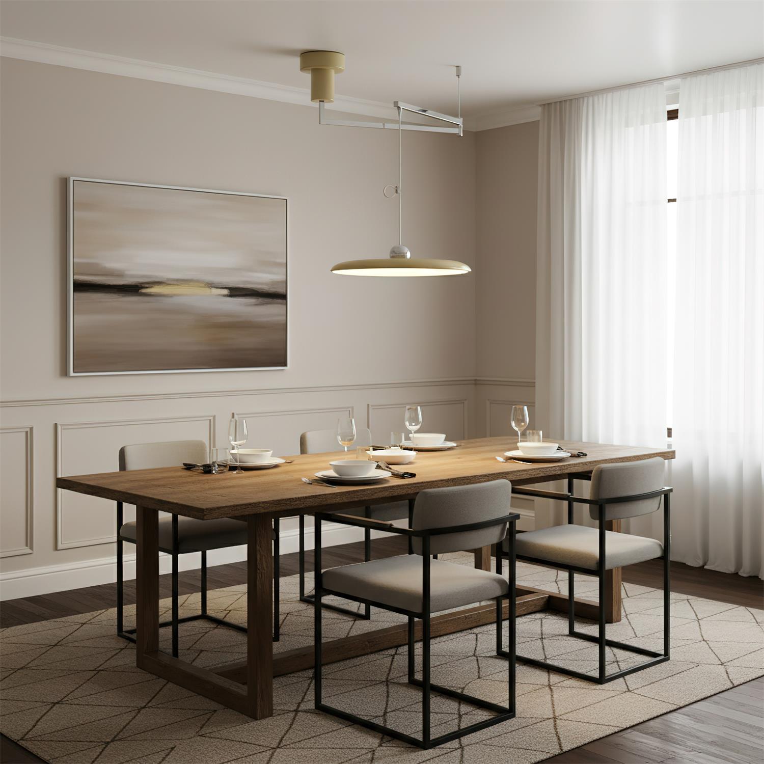 Pendant Light Acrylic 15.7 in Adjustable Yellow Dining Room Kitchen Ceiling Lamp Modern LED Lighting | Thomler