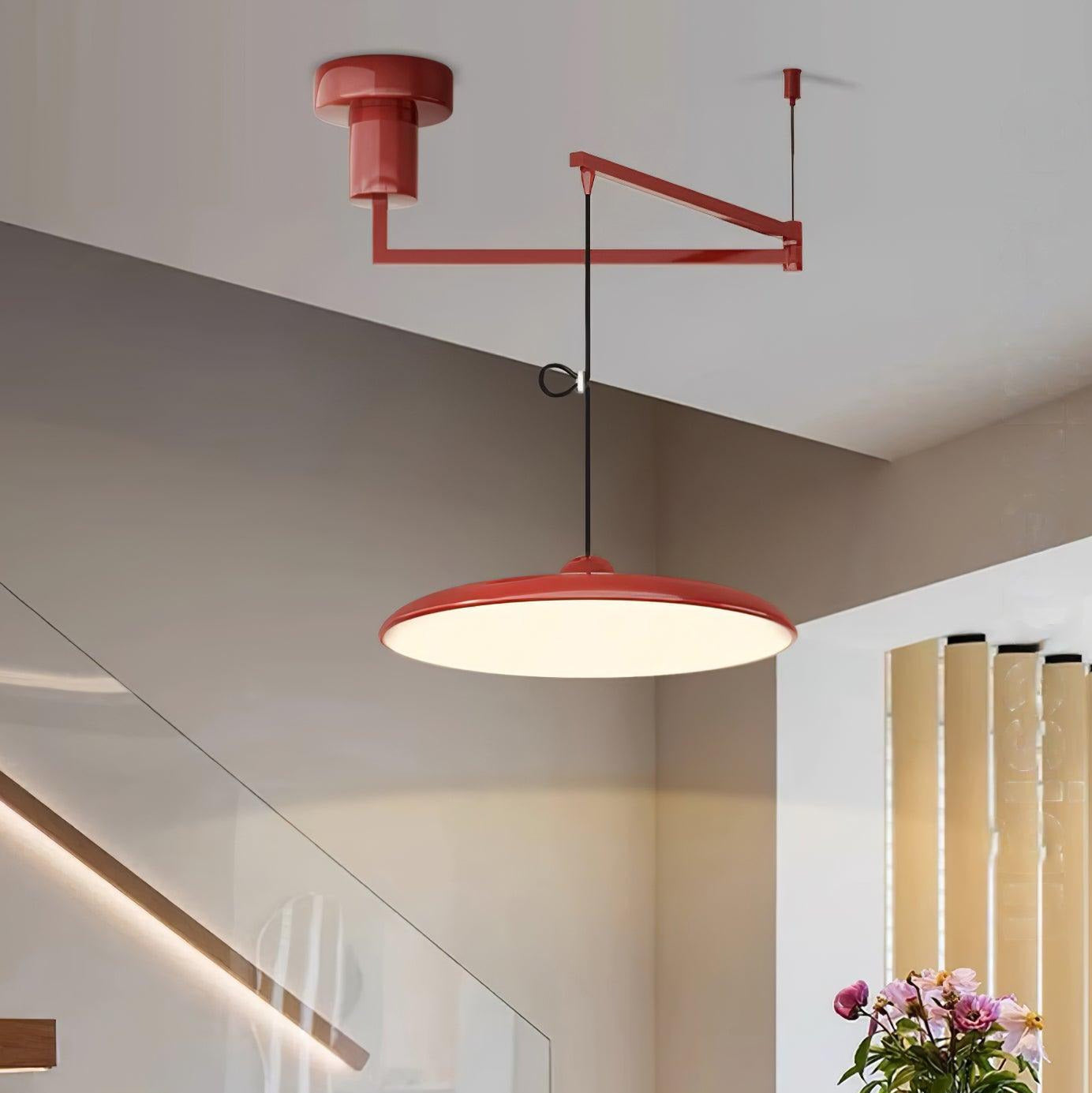 Pendant Light Metal Acrylic Adjustable Arm LED Red Dining Room Living Space Hanging Ceiling Lamp Industrial Style | Thomler