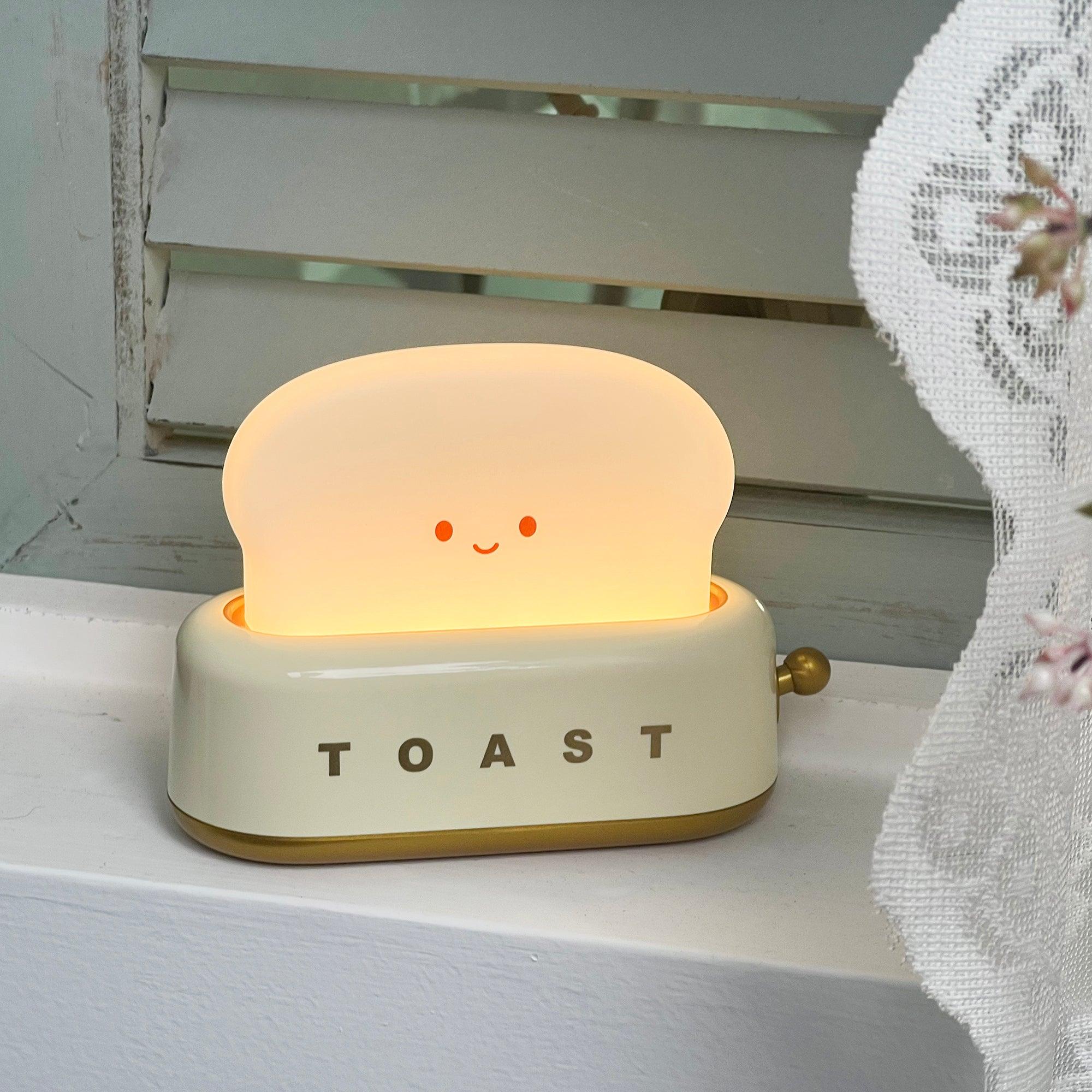 Night Light Plastic Toaster Shape 5.3 in Warm White Bedroom Desk Decorative Lamp USB LED Compact Portable | Thomler