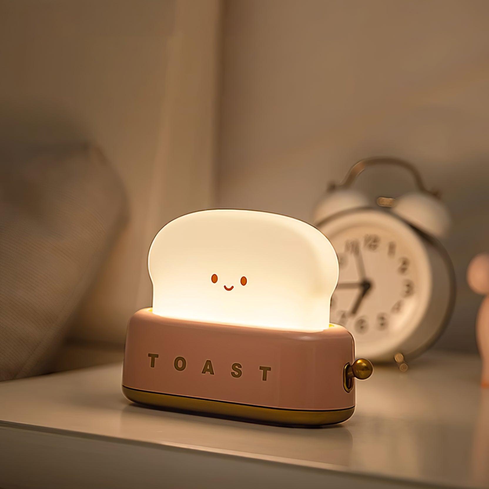 Night Light Plastic Toaster Shape 5.3 in Warm White Bedroom Desk Decorative Lamp USB LED Compact Portable | Thomler