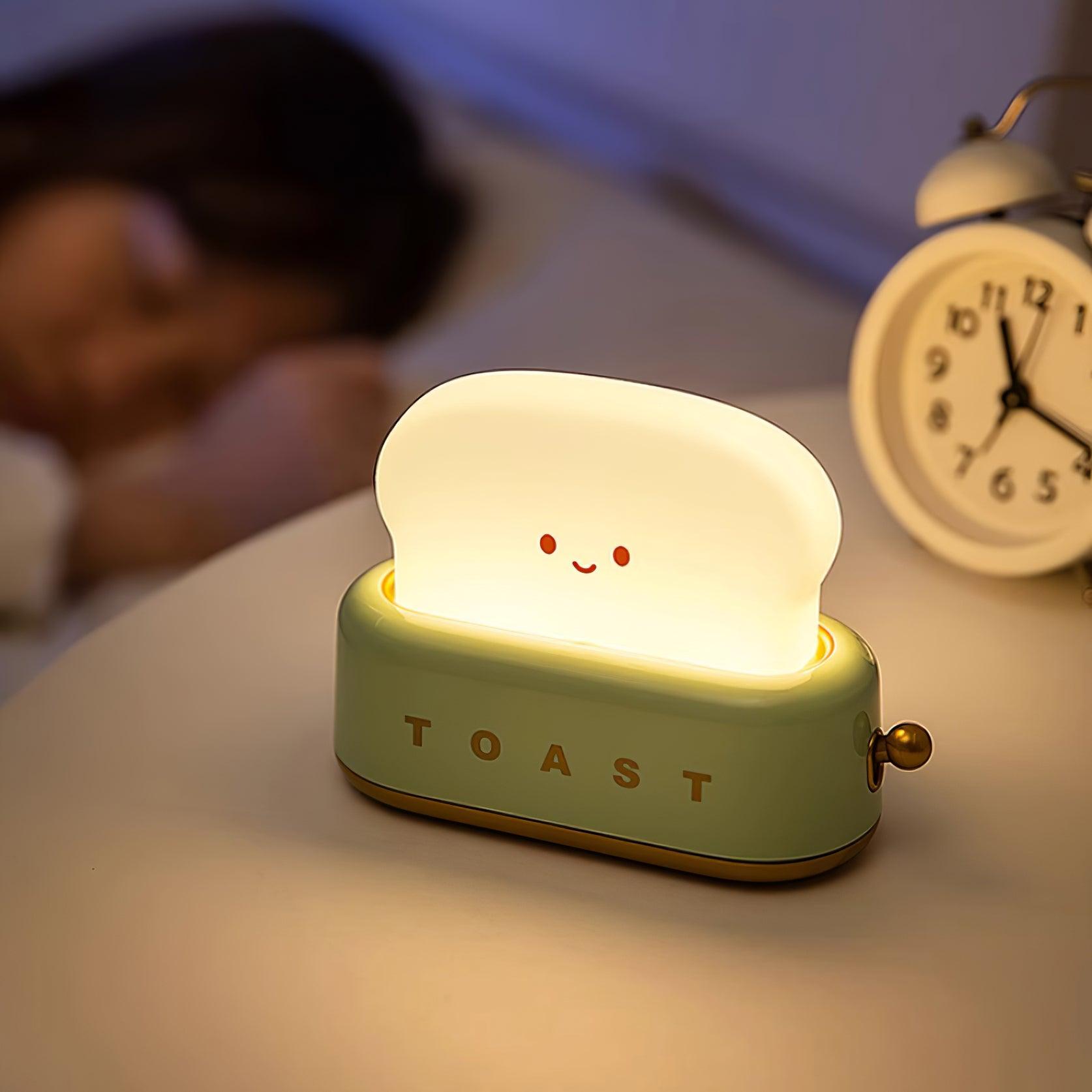 Night Light Plastic Toaster Shape 5.3 in Warm White Bedroom Desk Decorative Lamp USB LED Compact Portable | Thomler