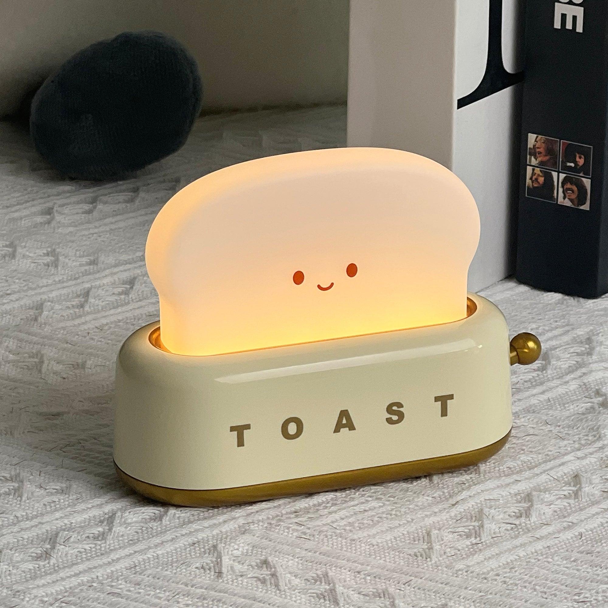 Night Light Plastic Toaster Shape 5.3 in Warm White Bedroom Desk Decorative Lamp USB LED Compact Portable | Thomler
