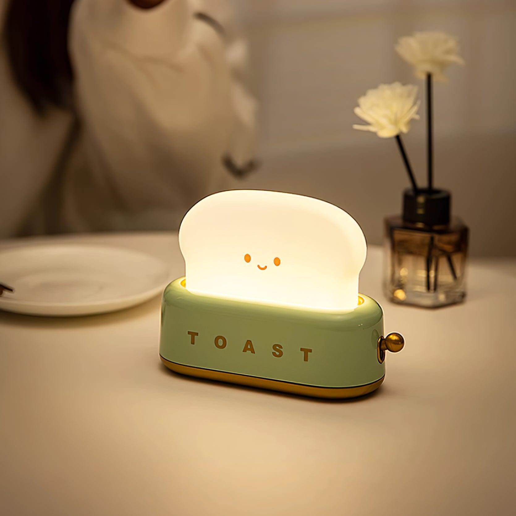 Night Light Plastic Toaster Shape 5.3 in Warm White Bedroom Desk Decorative Lamp USB LED Compact Portable | Thomler