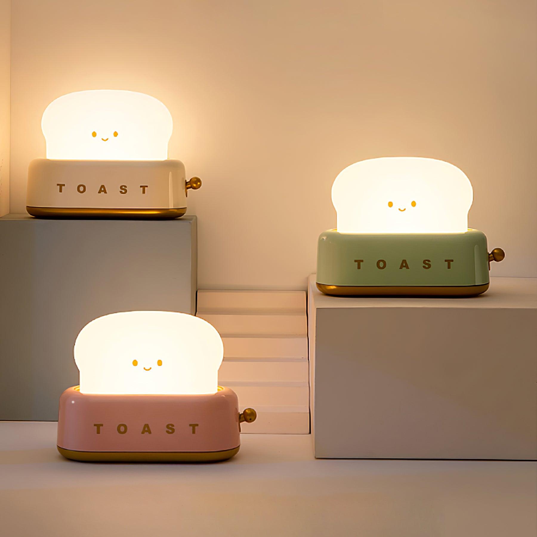 Night Light Plastic Toaster Shape 5.3 in Warm White Bedroom Desk Decorative Lamp USB LED Compact Portable | Thomler