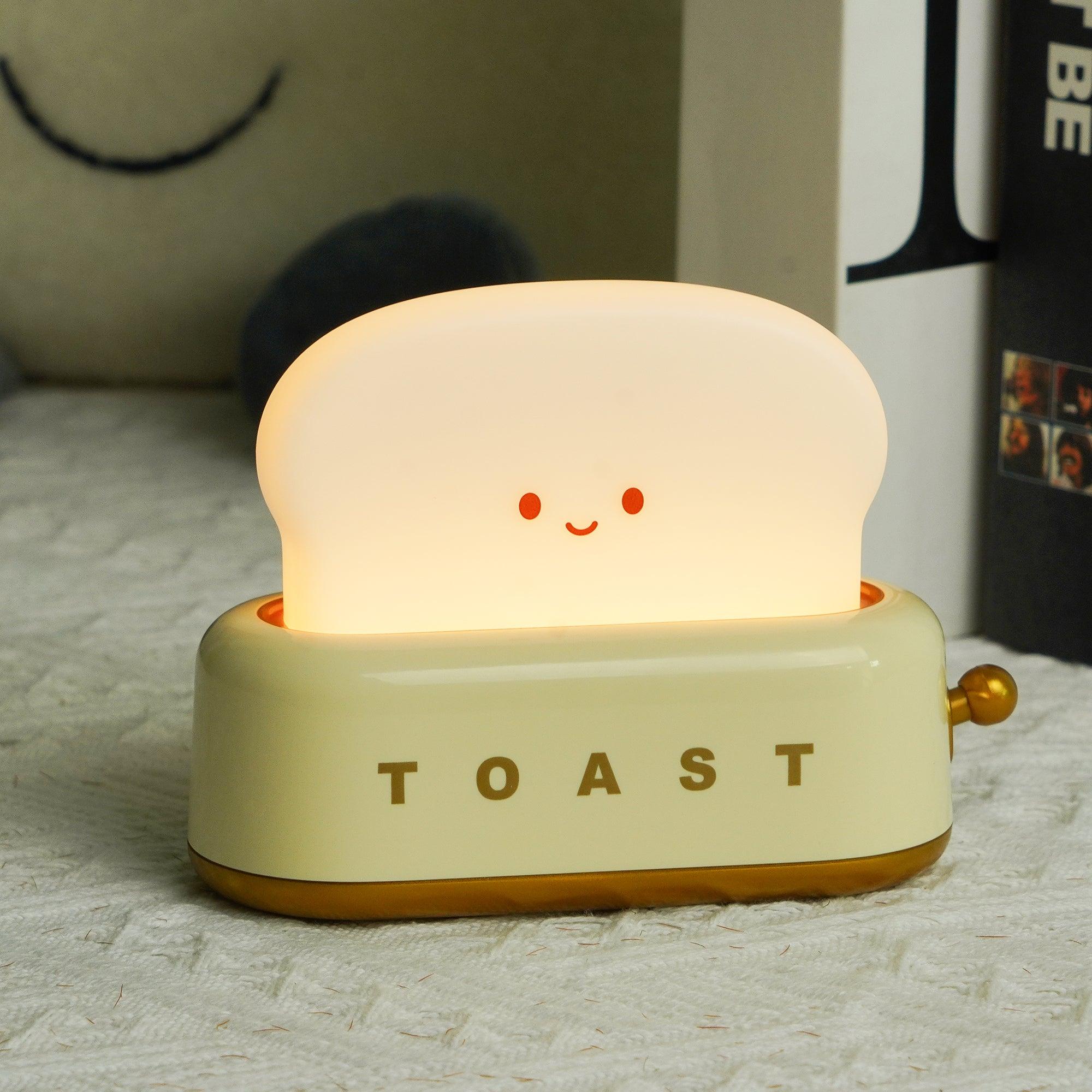Night Light Plastic Toaster Shape 5.3 in Warm White Bedroom Desk Decorative Lamp USB LED Compact Portable | Thomler