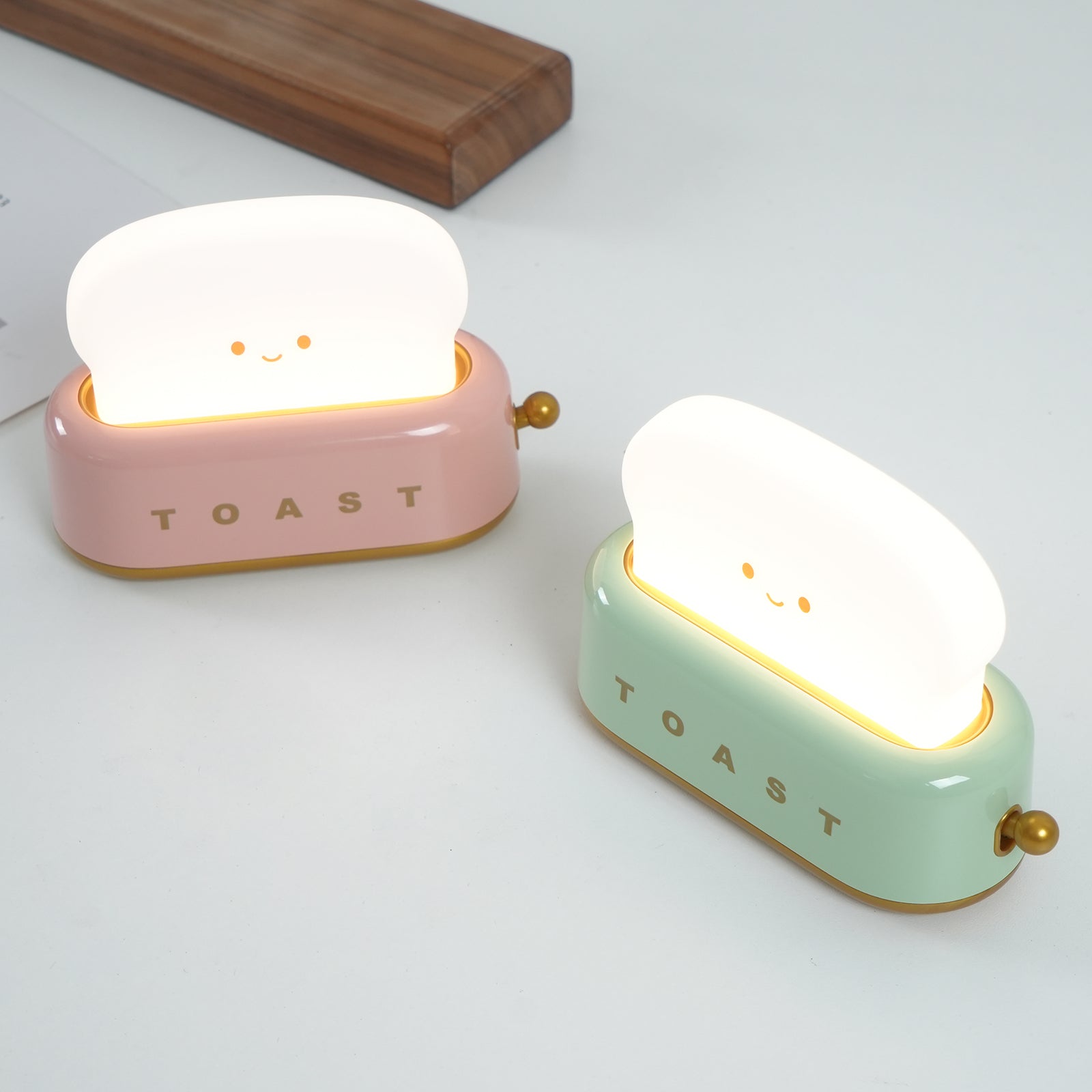 Night Light Plastic Toaster Shape 5.3 in Warm White Bedroom Desk Decorative Lamp USB LED Compact Portable | Thomler