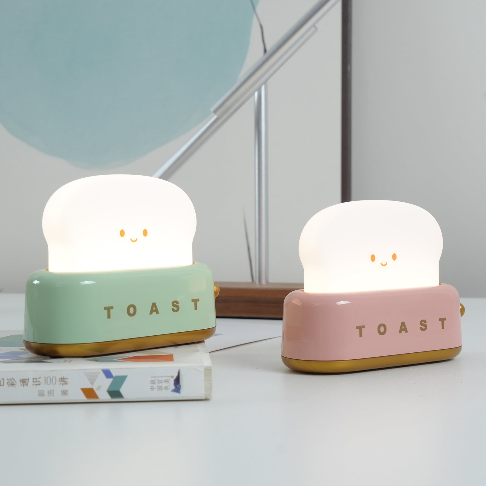 Night Light Plastic Toaster Shape 5.3 in Warm White Bedroom Desk Decorative Lamp USB LED Compact Portable | Thomler
