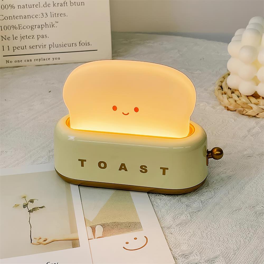 Night Light Plastic Toaster Shape 5.3 in Warm White Bedroom Desk Decorative Lamp USB LED Compact Portable | Thomler