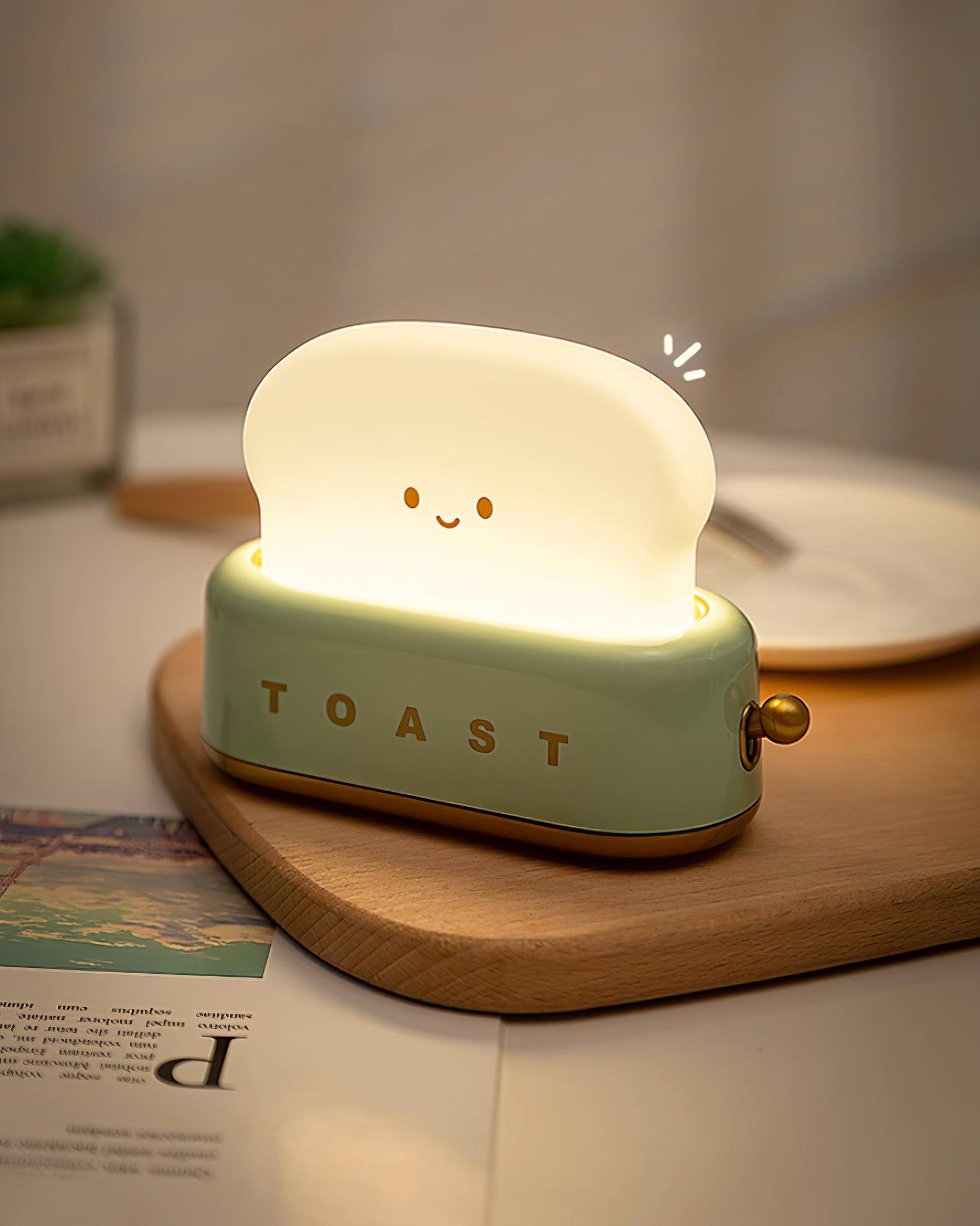 Night Light Plastic Toaster Shape 5.3 in Warm White Bedroom Desk Decorative Lamp USB LED Compact Portable | Thomler