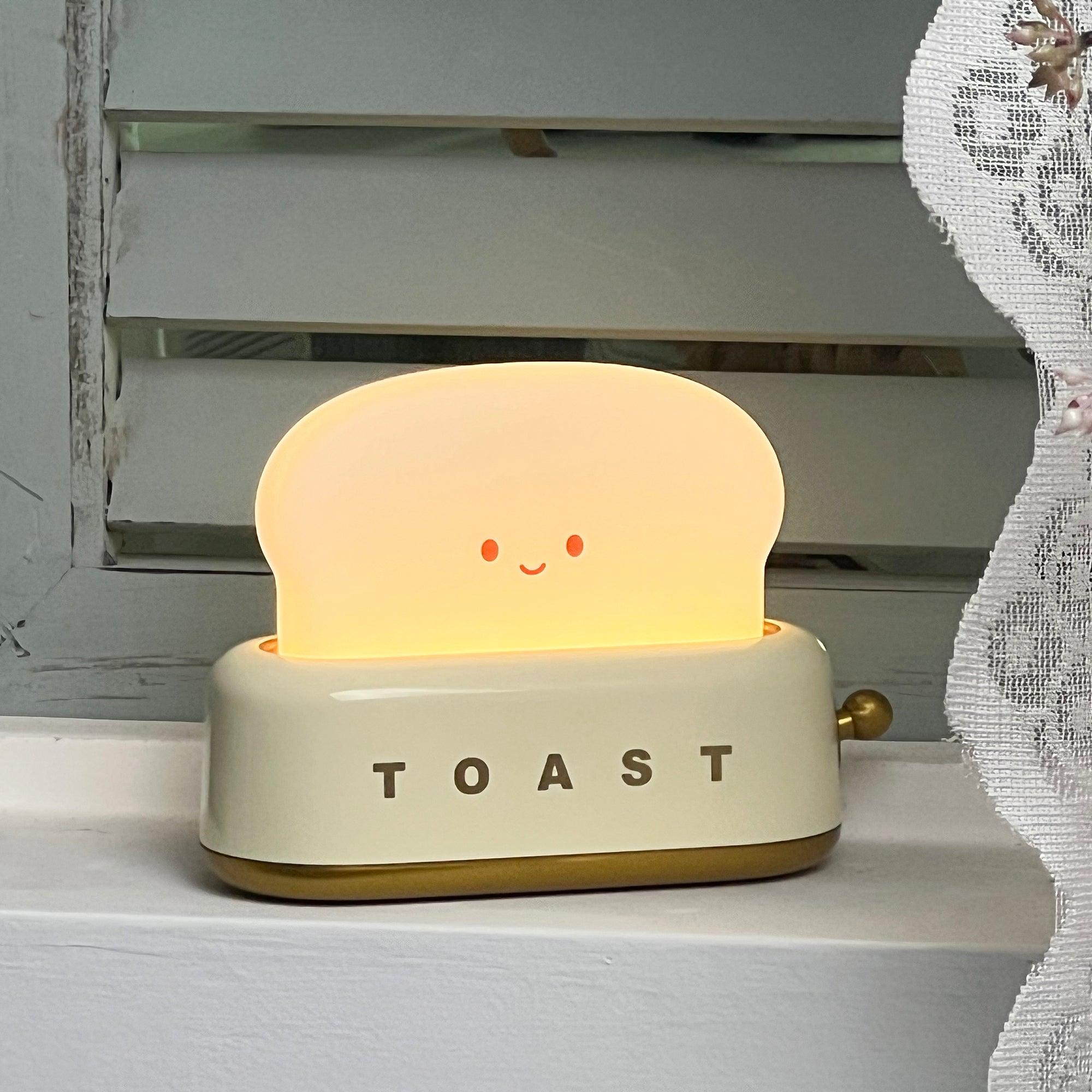 Night Light Plastic Toaster Shape 5.3 in Warm White Bedroom Desk Decorative Lamp USB LED Compact Portable | Thomler