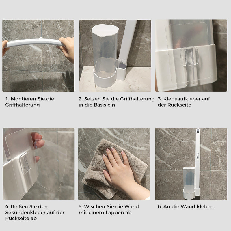 Disposable Toilet Brush with Push-Button Release & Pre-Filled Antibacterial Sponge Heads for Hands-Free Bathroom Cleaning | Thomler