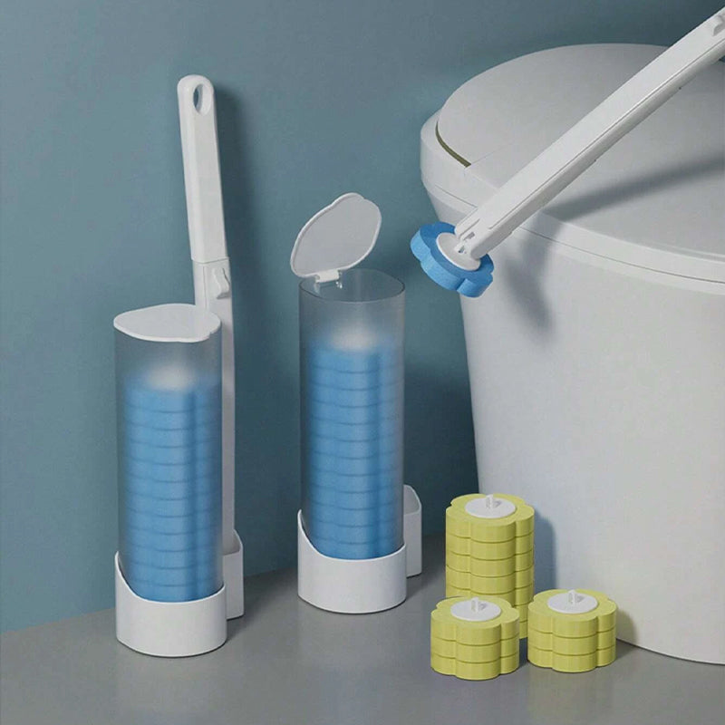 Disposable Toilet Brush with Push-Button Release & Pre-Filled Antibacterial Sponge Heads for Hands-Free Bathroom Cleaning | Thomler