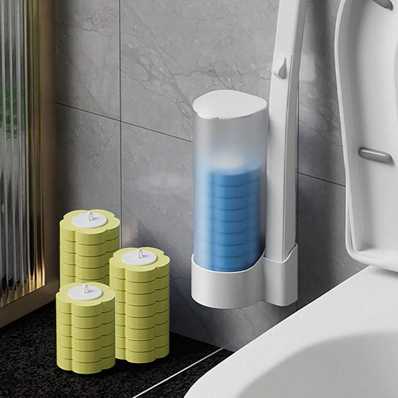 Disposable Toilet Brush with Push-Button Release & Pre-Filled Antibacterial Sponge Heads for Hands-Free Bathroom Cleaning | Thomler