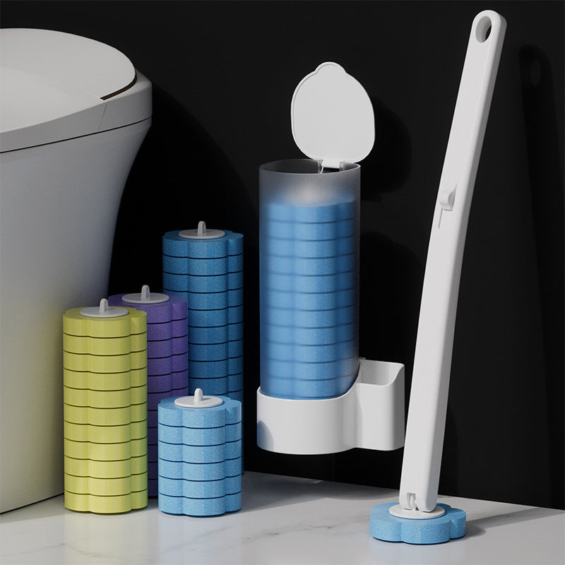Disposable Toilet Brush with Push-Button Release & Pre-Filled Antibacterial Sponge Heads for Hands-Free Bathroom Cleaning | Thomler