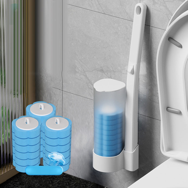 Disposable Toilet Brush with Push-Button Release & Pre-Filled Antibacterial Sponge Heads for Hands-Free Bathroom Cleaning | Thomler