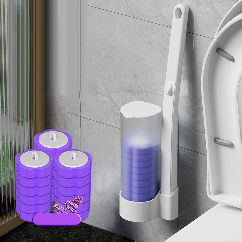 Disposable Toilet Brush with Push-Button Release & Pre-Filled Antibacterial Sponge Heads for Hands-Free Bathroom Cleaning | Thomler