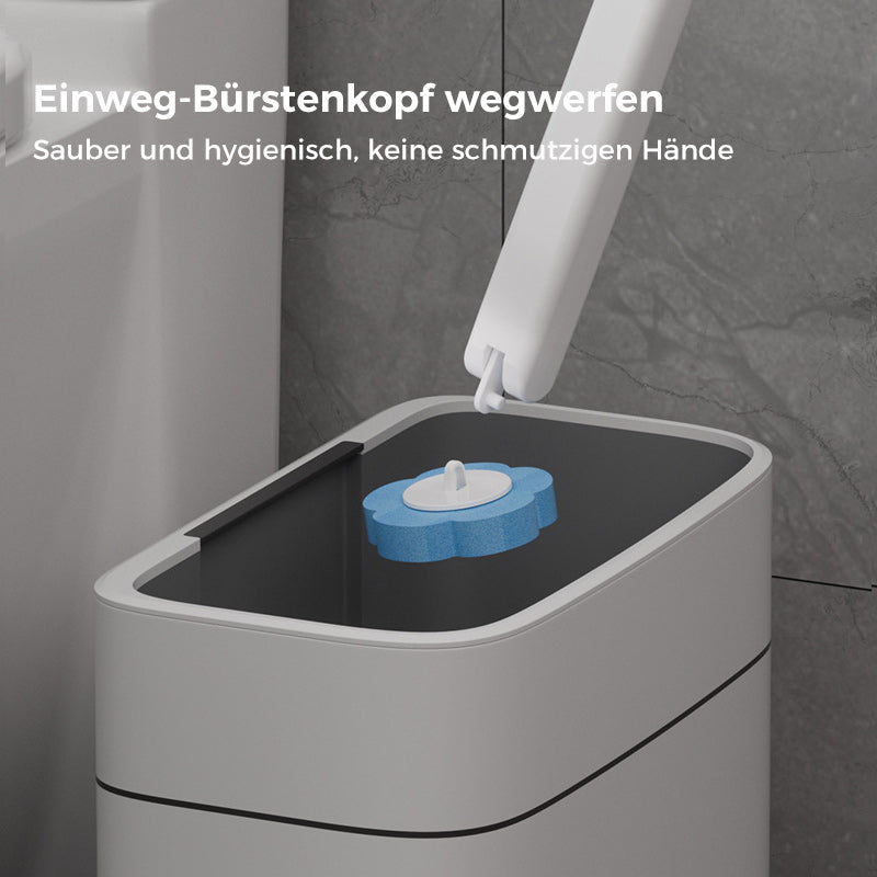 Disposable Toilet Brush with Push-Button Release & Pre-Filled Antibacterial Sponge Heads for Hands-Free Bathroom Cleaning | Thomler