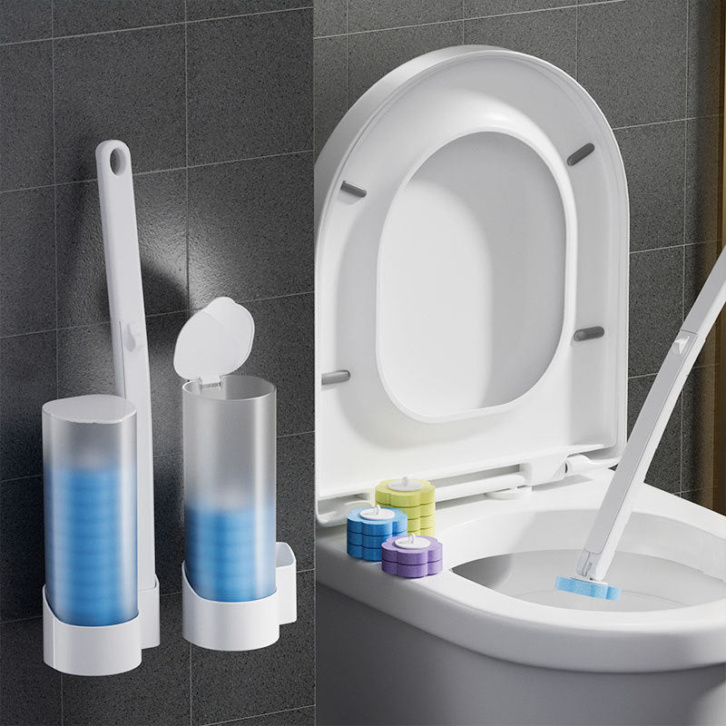 Disposable Toilet Brush with Push-Button Release & Pre-Filled Antibacterial Sponge Heads for Hands-Free Bathroom Cleaning | Thomler