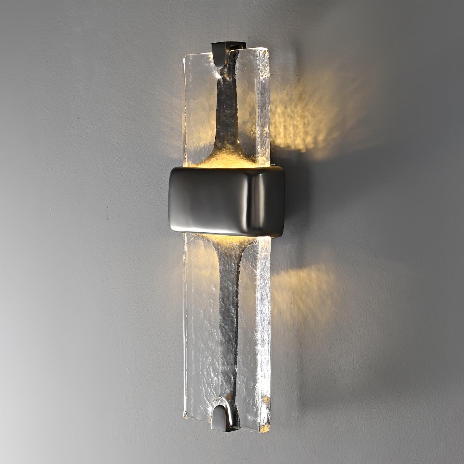 Wall Lamp Glass 19.7 in Black Gold LED Torch Accent Wall Sconce Hallway Lighting | Thomler
