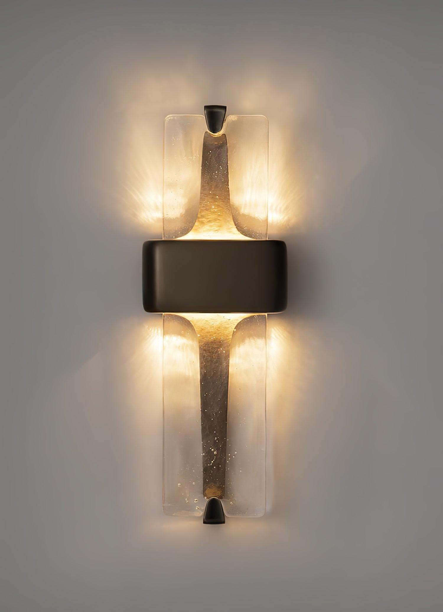 Wall Lamp Glass 19.7 in Black Gold LED Torch Accent Wall Sconce Hallway Lighting | Thomler