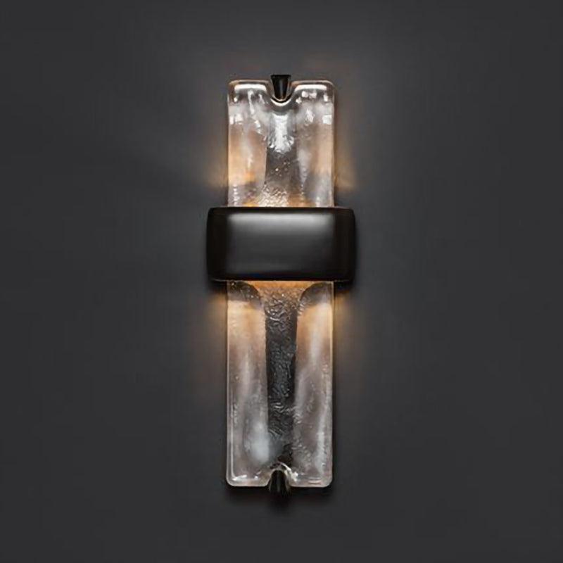 Wall Lamp Glass 19.7 in Black Gold LED Torch Accent Wall Sconce Hallway Lighting | Thomler