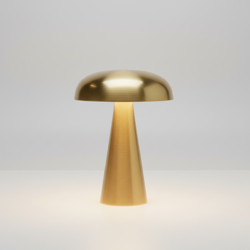 Table Lamp Iron 15.2 cm Gold Wireless Rechargeable Bedroom Bedside Reading Light Mushroom Accent Lamp | Thomler