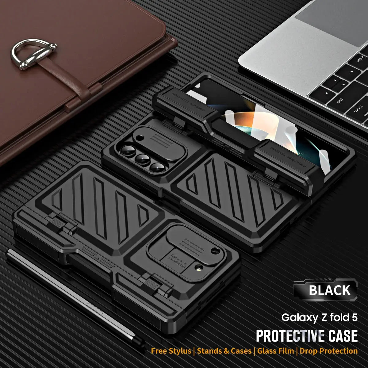 Foldable Phone Armor Case with Built-In Screen Guard & Kickstand for Samsung Galaxy Z Fold 4 / Z Fold 5 – Drop-Tested Protection | Thomler