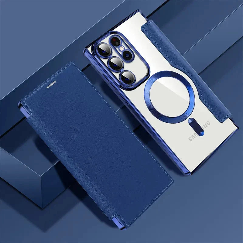 Clear Folio Card Holder Phone Case for Samsung Galaxy S22 S23 S24 S25 S26 with MagSafe Ring & Full-Screen Cover | Thomler