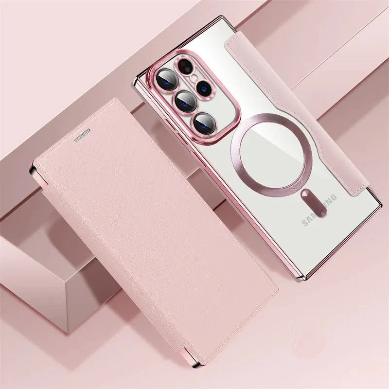 Clear Folio Card Holder Phone Case for Samsung Galaxy S22 S23 S24 S25 S26 with MagSafe Ring & Full-Screen Cover | Thomler