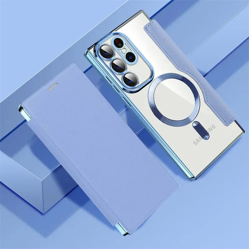 Clear Folio Card Holder Phone Case for Samsung Galaxy S22 S23 S24 S25 S26 with MagSafe Ring & Full-Screen Cover | Thomler