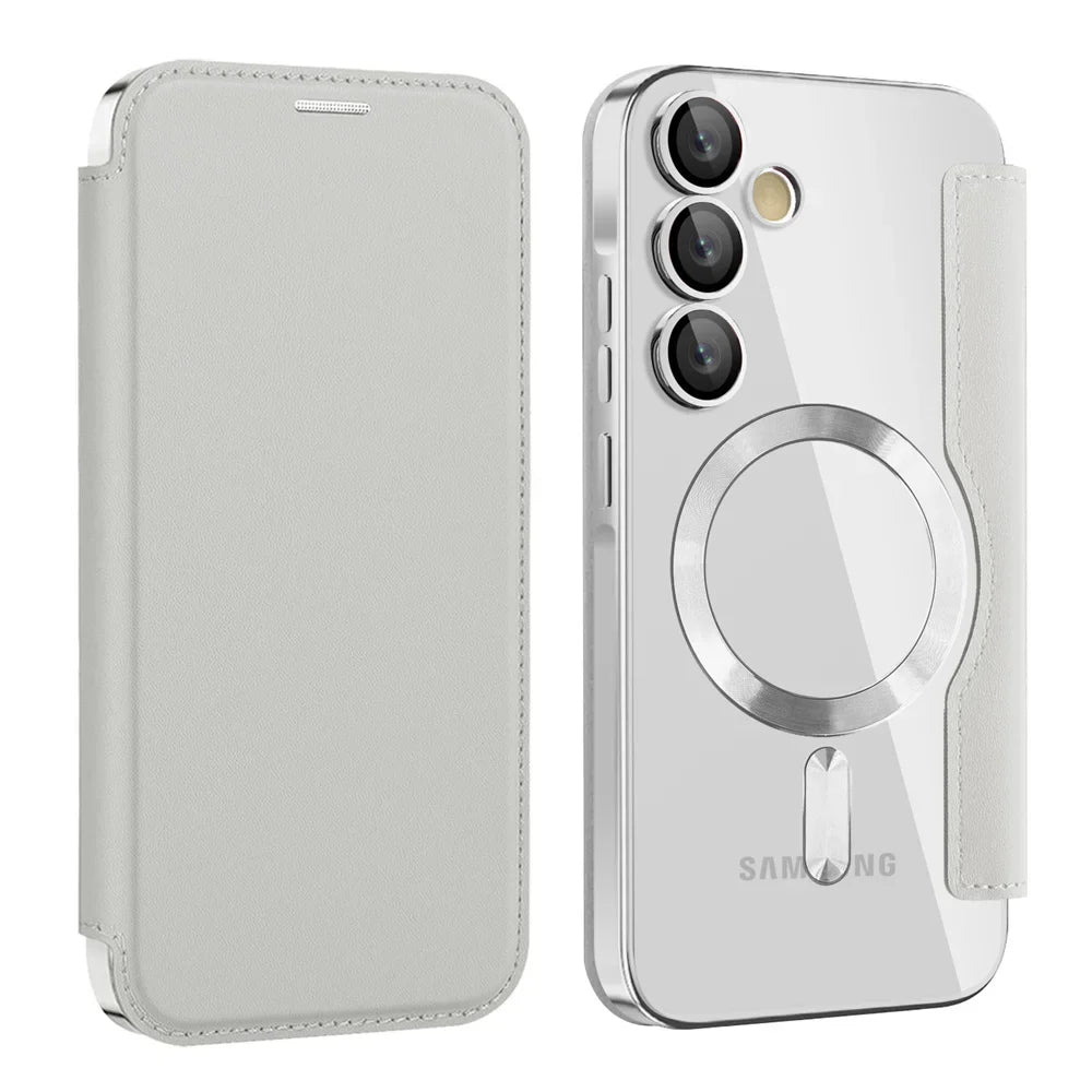 Clear Folio Card Holder Phone Case for Samsung Galaxy S22 S23 S24 S25 S26 with MagSafe Ring & Full-Screen Cover | Thomler