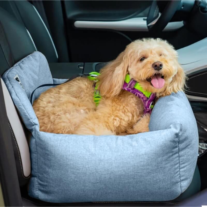Padded Dog Car Seat Cover with Safety Tethers for Sedans & SUVs – Washable Canvas Bolster Protector for Medium to Large Dogs | Thomler