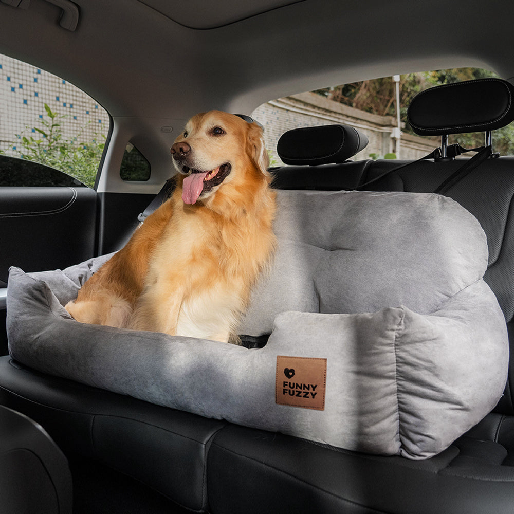 Dog Car Seat Cover for Back Seat – Padded Travel Hammock for Medium & Large Dogs with Safety Tethers & Storage Pockets | Thomler