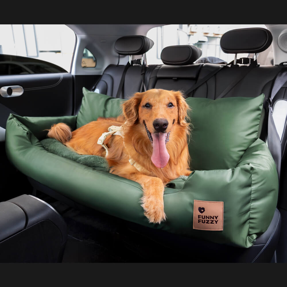 Dog Car Seat Cover for Back Seat – Padded Travel Hammock for Medium & Large Dogs with Safety Tethers & Storage Pockets | Thomler