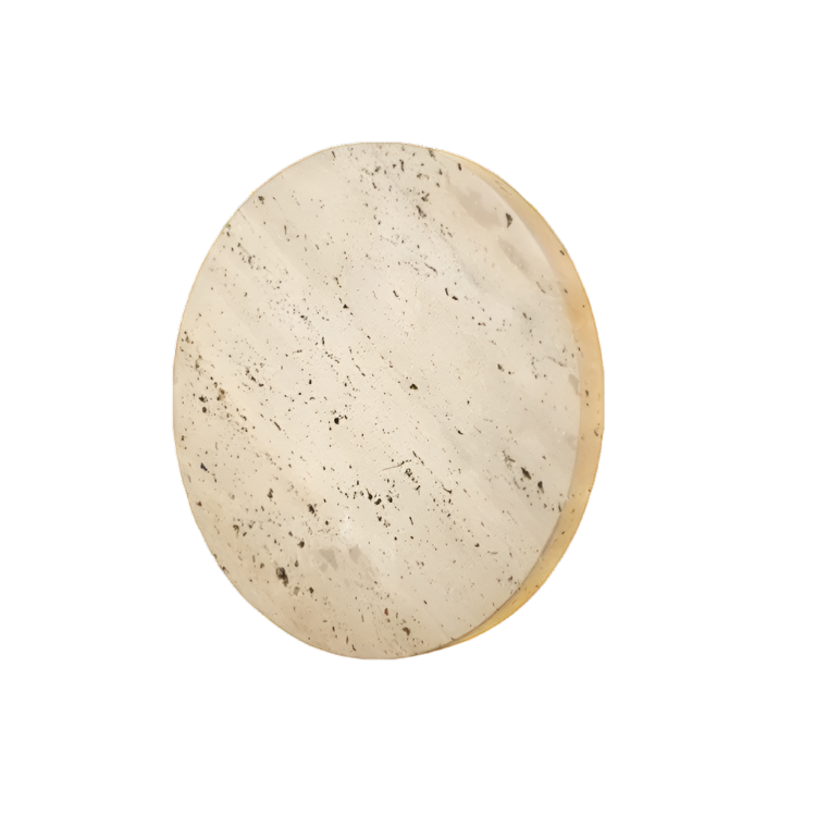 Wall Lamp Travertine Stone 11.8 in Round Warm LED Bedroom Hallway Ambient Lighting Minimalist Natural Stone Sconce | Thomler