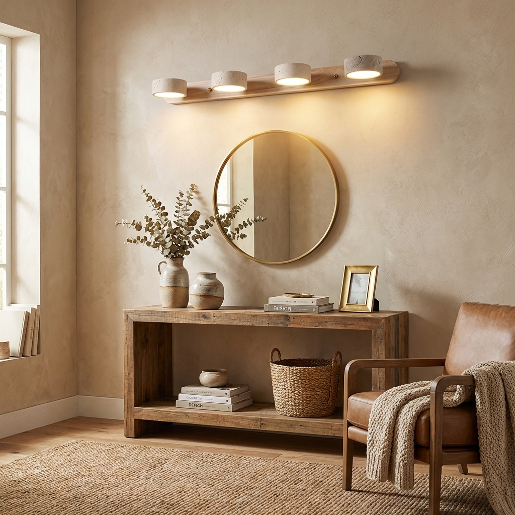 Travertine Duo Wall Light 12.6 in Yellow Stone 2-Lights Bedroom Hallway Living Room Decorative Lighting | Thomler
