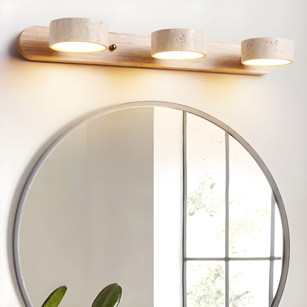 Natural Travertine Stone Wall Sconce – Modern Indoor Accent Light with Hardwired LED for Bedroom, Hallway & Living Room | Thomler