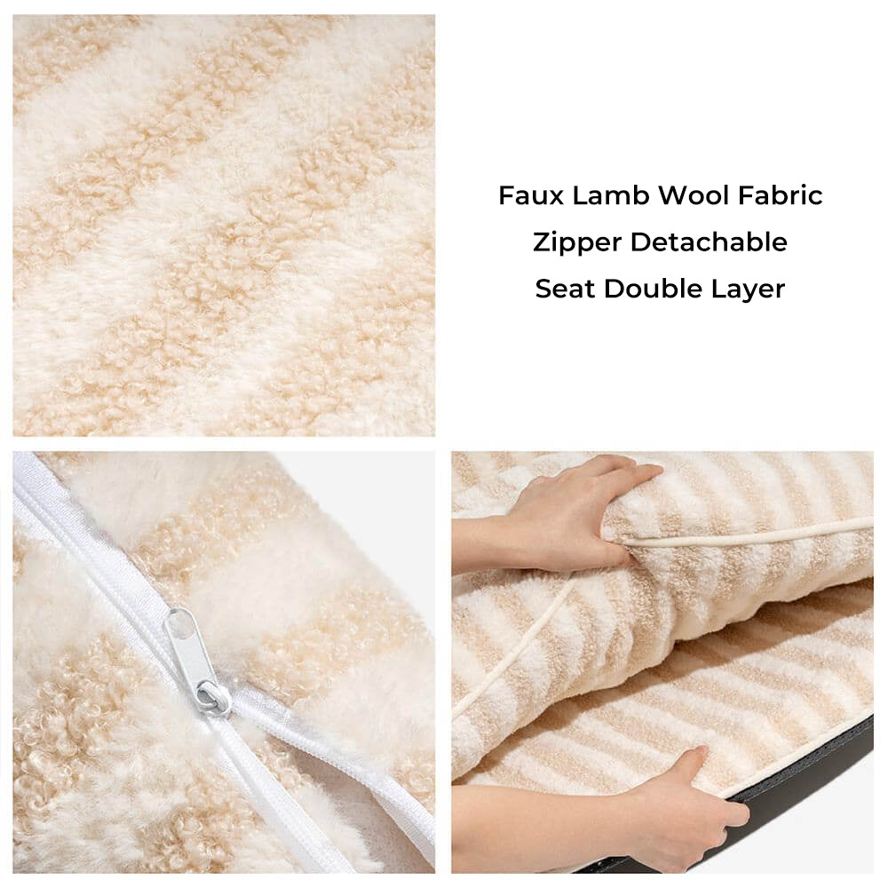 Plush Pet Couch with Washable Cover - Dual-Layer Cushioned Lounger for Dogs & Cats - Striped Fleece Nap Spot | Thomler