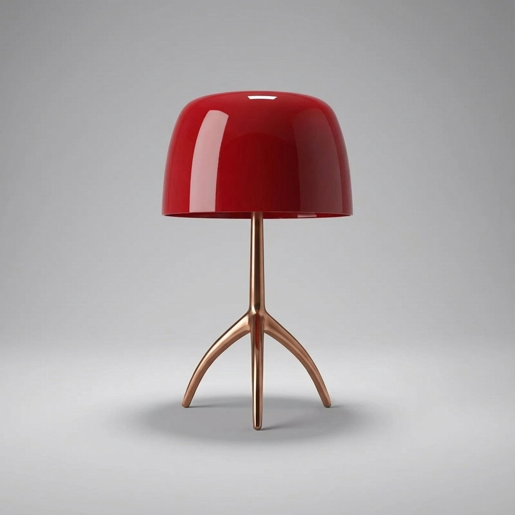 Table Lamp Iron 45.0 cm Copper Finish Red Bedroom Bedside Reading Light Modern Mid Century Decorative Accent | Thomler