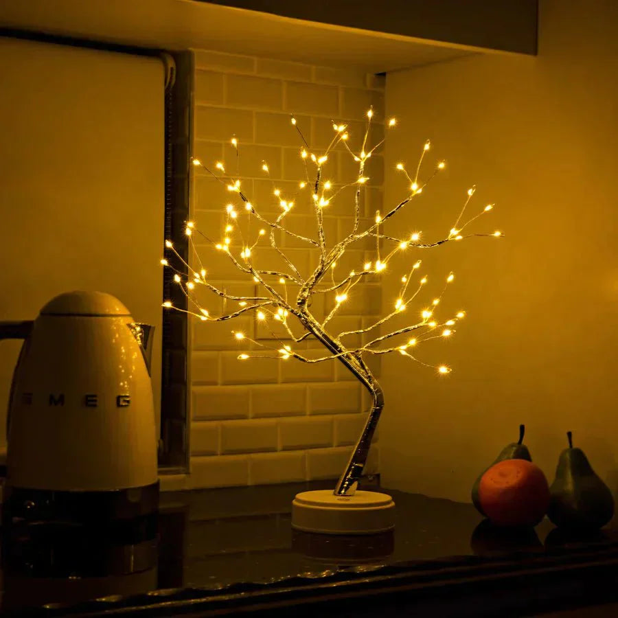 LED Tree Table Lamp 40.0 cm Warm White Battery Powered Bedroom Living Room Night Light Decorative Accent | Thomler