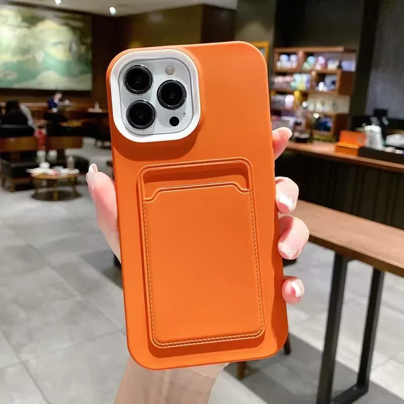 Silicone iPhone Case with Built-In Card Holder Wallet Slot Dual Color Shockproof Protective Cover Anti-Fingerprint Finish Raised Edges | Thomler