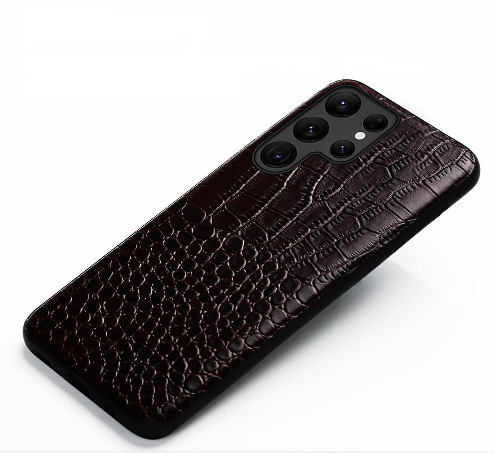 Premium Cowhide Leather Phone Case for Samsung Galaxy – Dual-Tone Design with Raised Edges & Camera Protection | Thomler