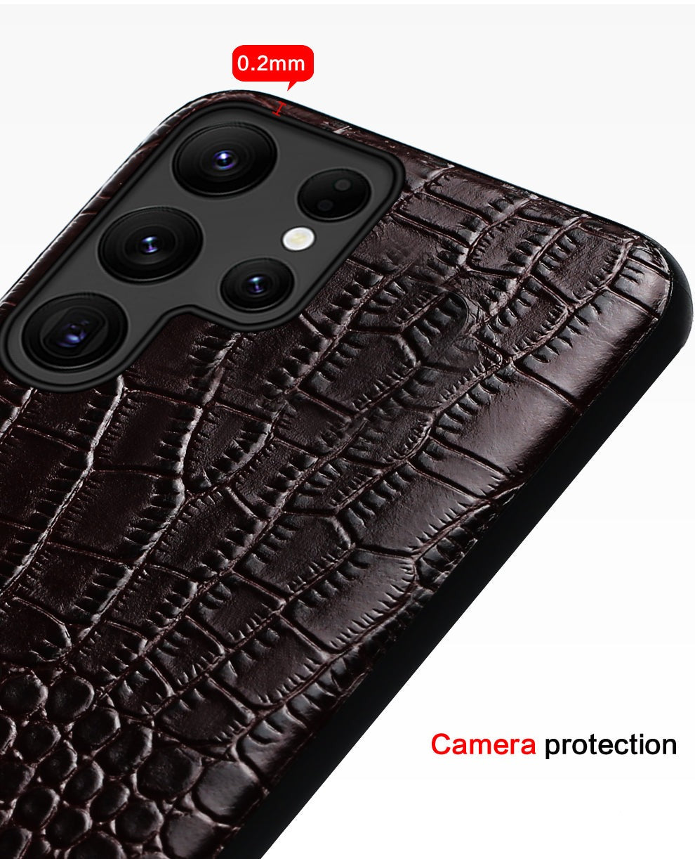 Premium Cowhide Leather Phone Case for Samsung Galaxy – Dual-Tone Design with Raised Edges & Camera Protection | Thomler