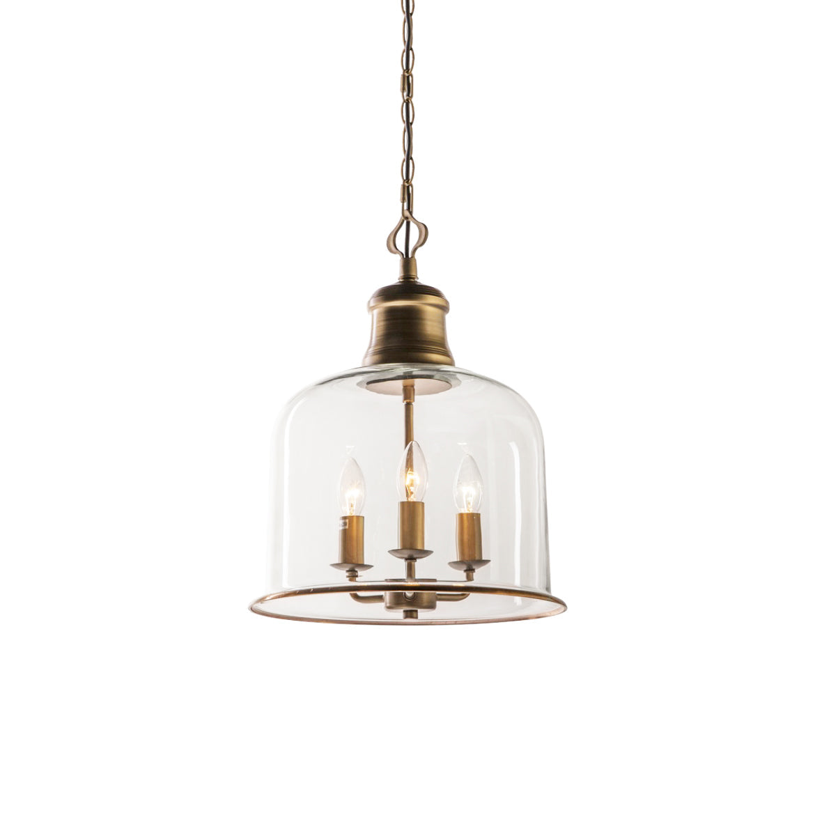Iron & Glass Drop Chandelier with Metal Chain – Overhead Fixture for Kitchen, Dining, or Entryway | Thomler